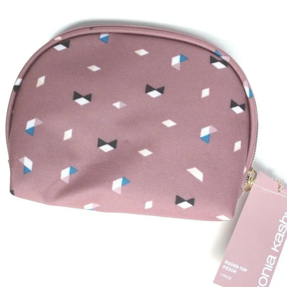 Sonia Kashuk Geometric Round-Top Zip Small Cosmetic Make-Up Pouch Bag